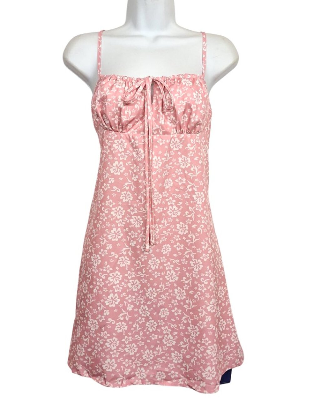 FLOERNS Floral Dress Slip Pink White Print Spaghetti Strap Mini Summer L NWT